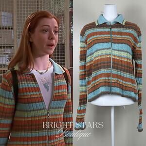 Extremely Rare Striped Knit Zip Up ASO Willow Rosenberg Buffy The Vampire Slayer